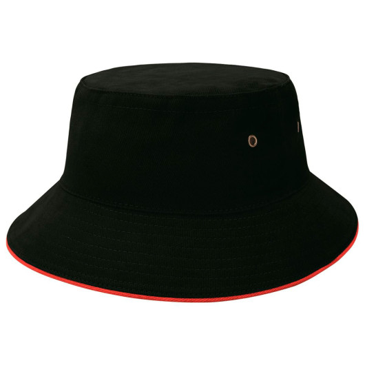 Black Red Main Sandwich Brim Bucket Hats